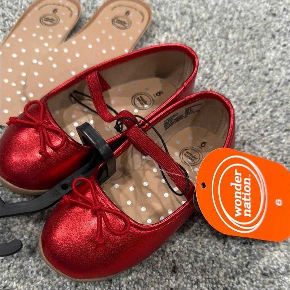Wonder Nation Red Dress Shoes with Glossy Finish and Mary Jane Strap